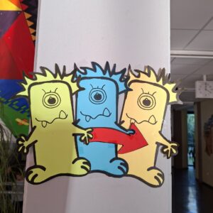 Unsere 3 Klassen-Maskottchen wiesen dann den Weg